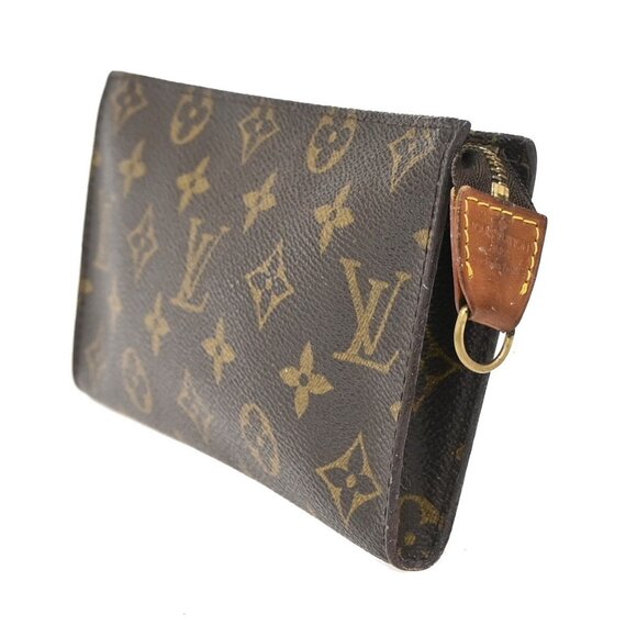 LOUIS VUITTON LV Logo Bucket GM Pouch Bag Monogram Leather Brown GHW - Picture 2 of 13
